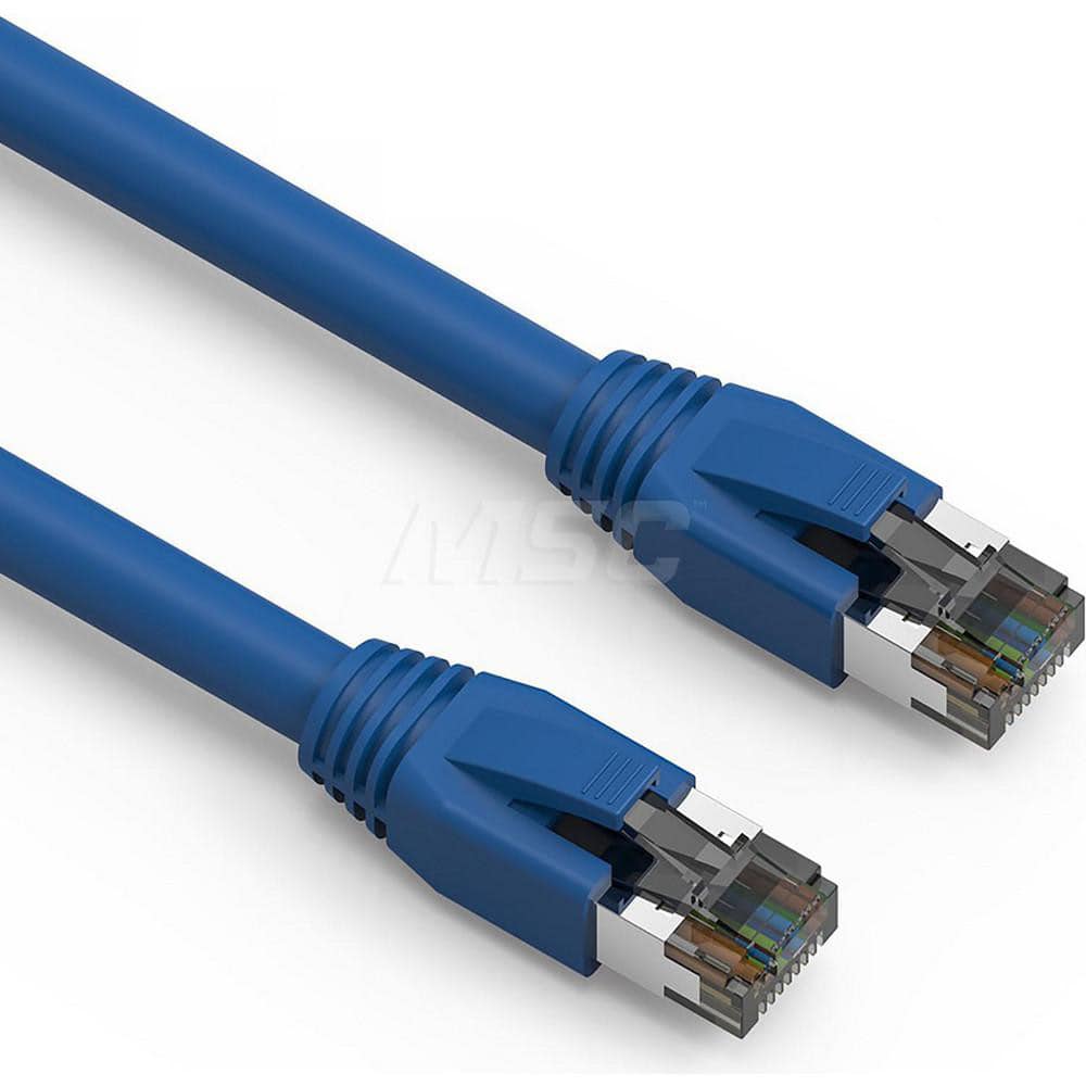 1' HD 24AWG AWG PVC Round Solid Straight Twisted-Pair (UTP/STP) CAT8 Ethernet Cable Double Shielded Braid, Flexible