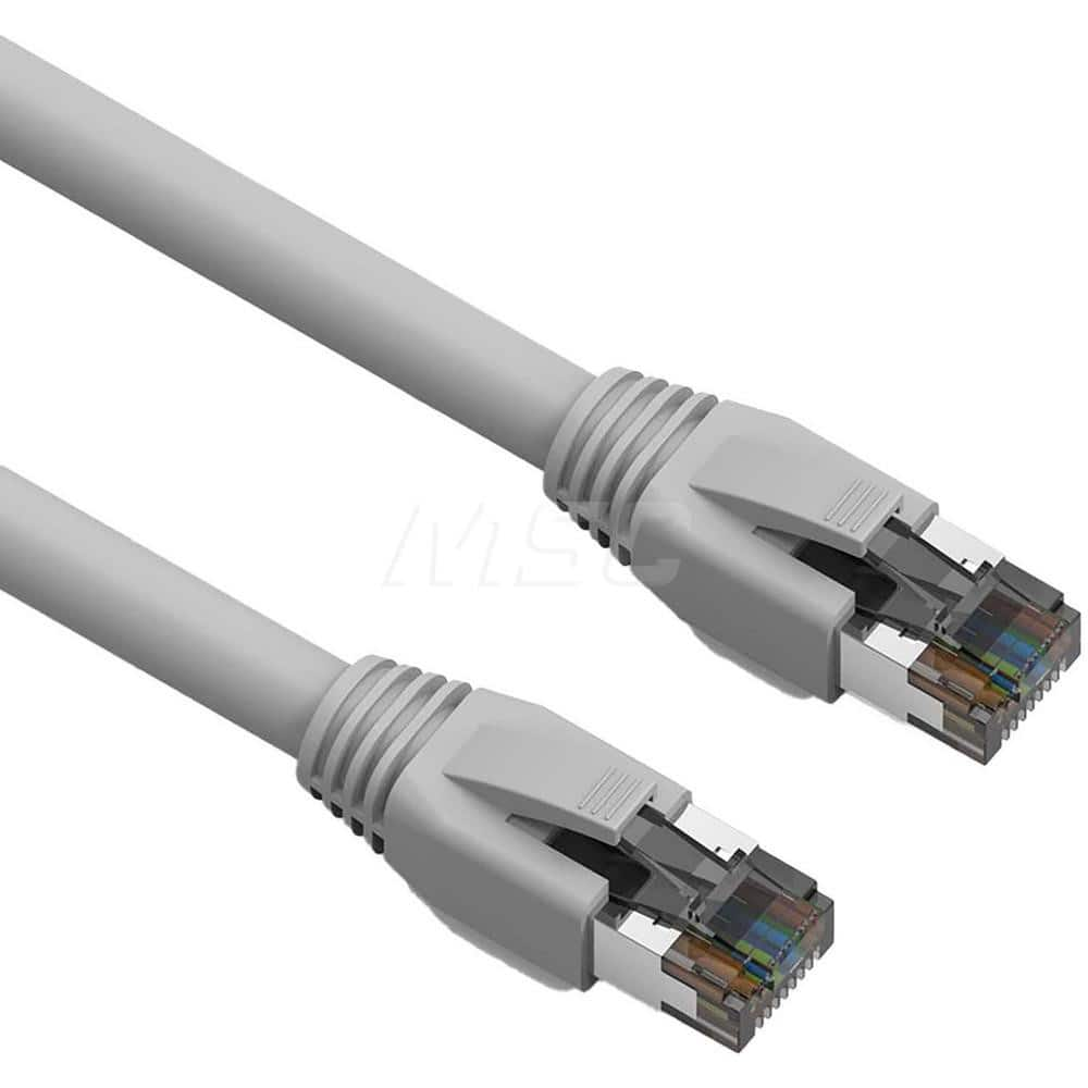 25' HD 24AWG AWG PVC Round Solid Straight Twisted-Pair (UTP/STP) CAT8 Ethernet Cable Double Shielded Braid, Flexible