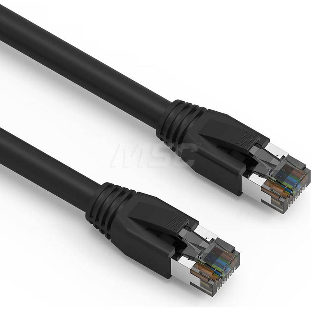 5' HD 24AWG AWG PVC Round Solid Straight Twisted-Pair (UTP/STP) CAT8 Ethernet Cable Double Shielded Braid, Flexible