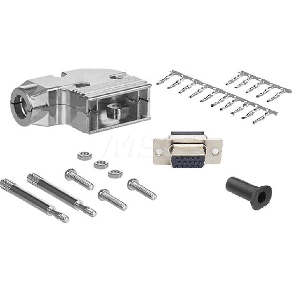 Female D-Sub RS-232 Serial High Density DB15 Adapter Zinc Housing, Nickel-Plated, For Data Networks, Serial Data Transmission Device Management & Instrument Control