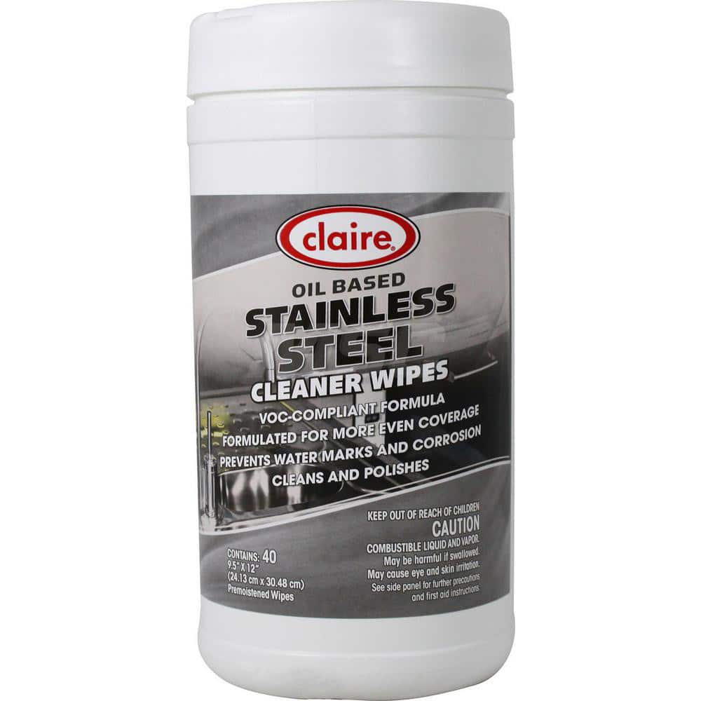 Stainless Steel Cleaner Wipes: Tub, 7 x 7″ Sheet, Purple