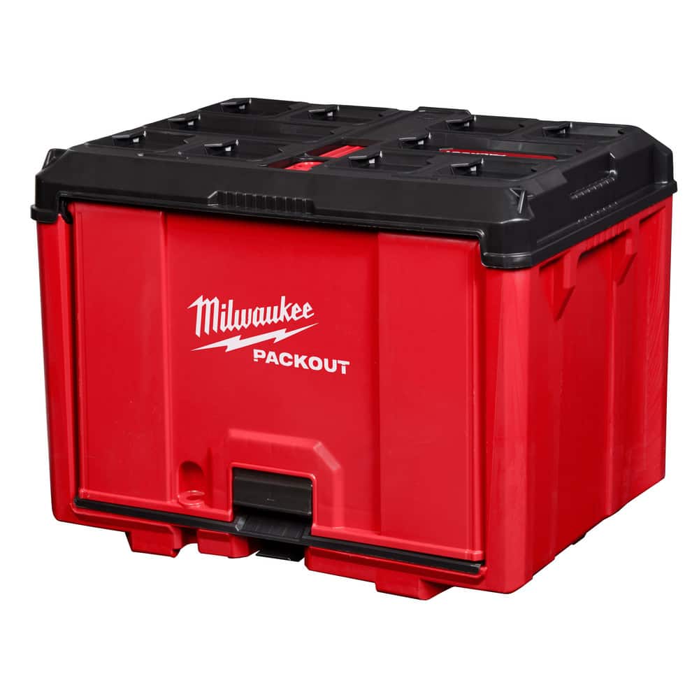 Small Parts Cabinets; Cabinet Type: Large Opening Storage Bin; Cabinet Style: Bin; Removable Dividers: Yes; Overall Depth: 14.5 in; Overall Height: 14.7 in; Color: Red; Black; Drawer Material: Plastic; Includes: (1) PACKOUT Cabinet; Number Of Compartments