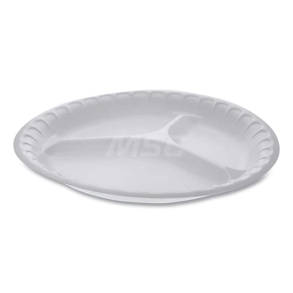 Plate & Tray: 10.25″ Dia, Foam, White, Solid