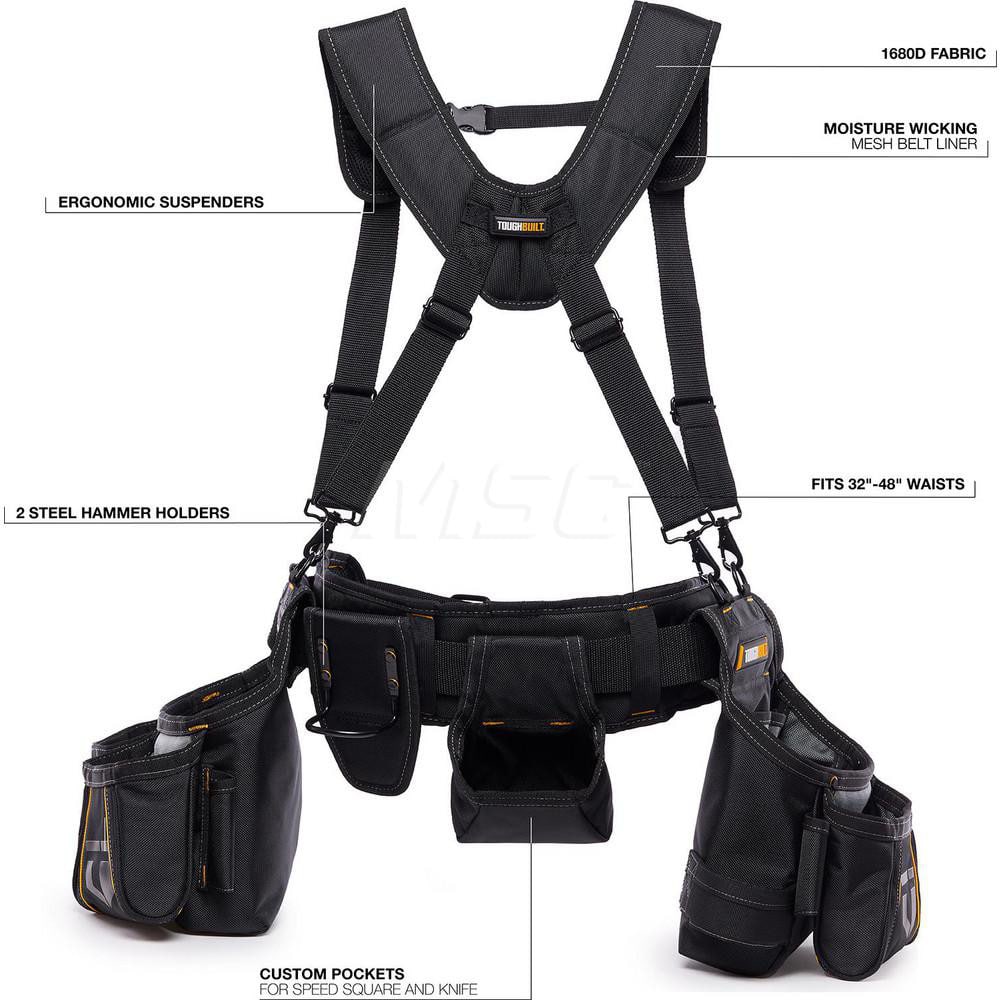 Tool Aprons & Tool Belts; Tool Type: Tool Belt; Minimum Waist Size: 32; Maximum Waist Size: 48; Material: Polyester; Number of Pockets: 26.000; Color: Black; Belt Type: Padded; Adjustable; Overall Width: 25; Overall Length: 5.71; Insulated: No; Tether Sty