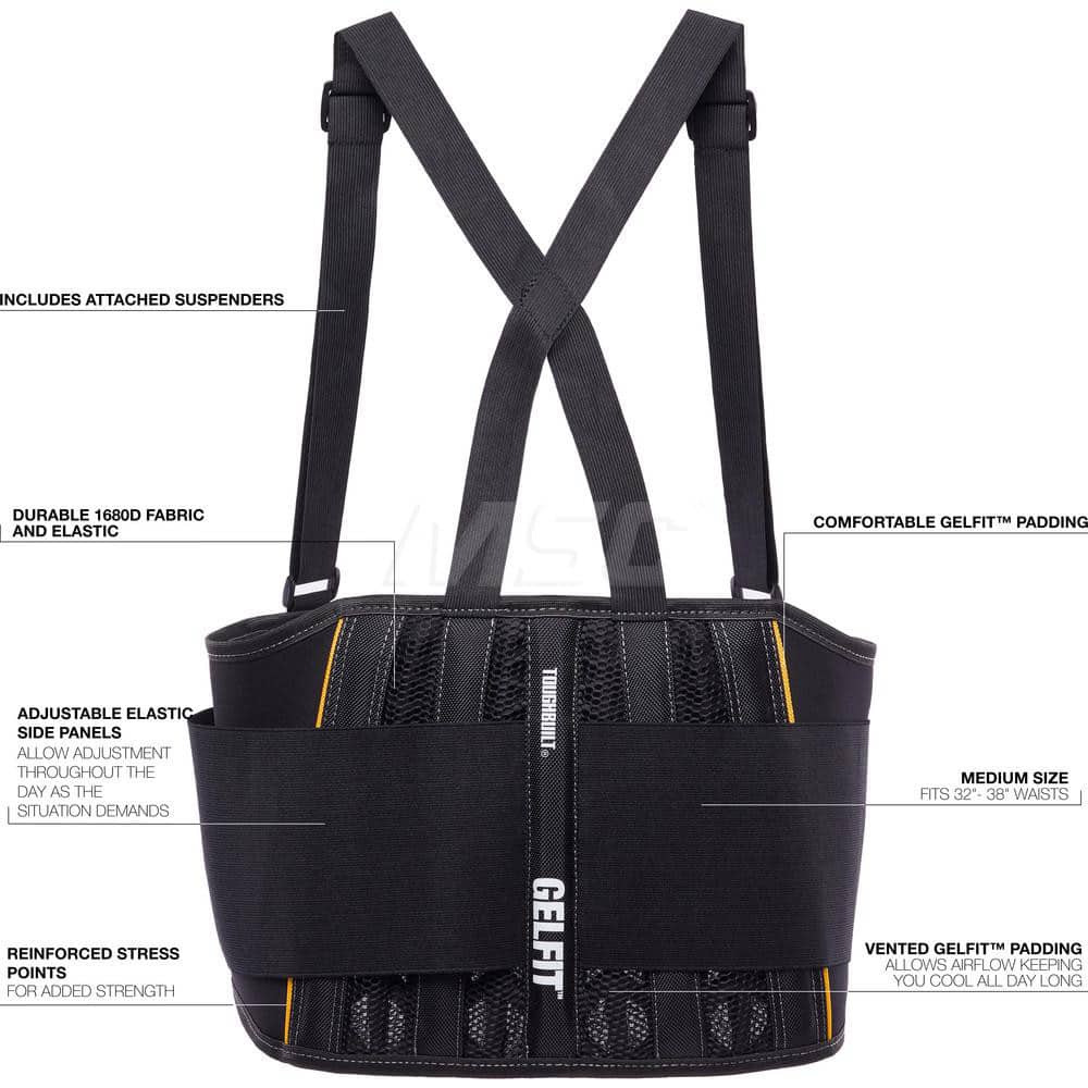 Back Supports; Support Type: Back Support; Belt Closure Type: Hook & Loop; Belt Material: Polyester; Polyesters; Size: Medium; Fits Maximum Waist Size (Inch): 38; Fits Minimum Waist Size (Inch): 32; Standards: OSHA; Lumbar Support: No; Detachable Straps: