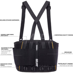 Back Supports; Support Type: Back Support; Belt Closure Type: Hook & Loop; Belt Material: Polyester; Polyesters; Size: Medium; Fits Maximum Waist Size (Inch): 38; Fits Minimum Waist Size (Inch): 32; Standards: OSHA; Lumbar Support: No; Detachable Straps: