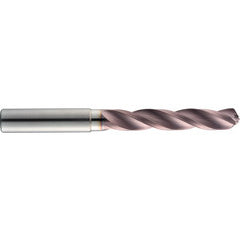 23/64″ Dia. × 10 mm Shank × 61 mm Flute Length × 103 mm OAL, 5xD, 145°, TM, 3 Flute, Coolant Thru, Round Solid Carbide Drill - Exact Industrial Supply