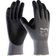 General Purpose Work Gloves: Medium, Nitrile Coated, Nylon Gray, Elastane-Lined