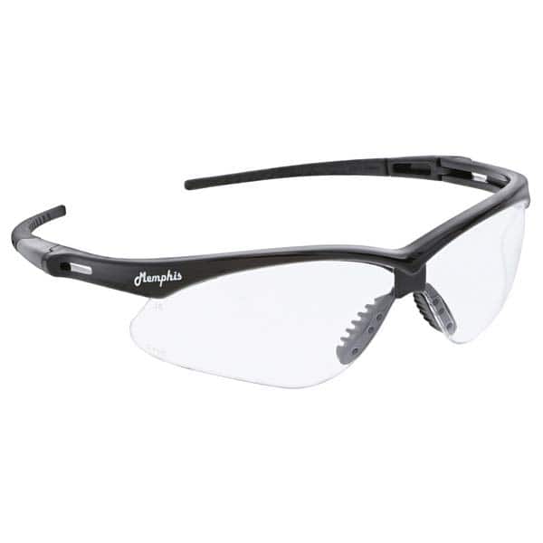 Safety Glass: Anti-Fog & Scratch-Resistant, Polycarbonate, Clear Lenses, Wraparound, UV Protection Black Frame, Single
