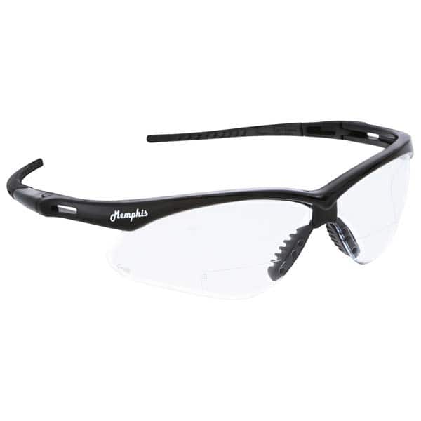 Safety Glass: Scratch-Resistant, Polycarbonate, Clear Lenses, UV Protection Black Frame, Single