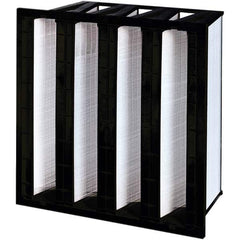 Pleated Air Filter: 12 x 24 x 12″, MERV 13, V-Bank Mini-Pleat Synthetic, Plastic Frame, 1,250 CFM