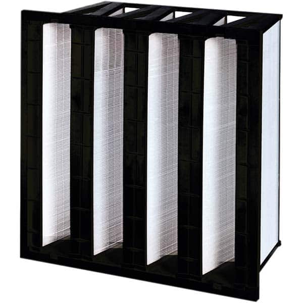 Pleated Air Filter: 20 x 24 x 12″, MERV 15, V-Bank Mini-Pleat Microfiberglass, Plastic Frame, 2,083 CFM