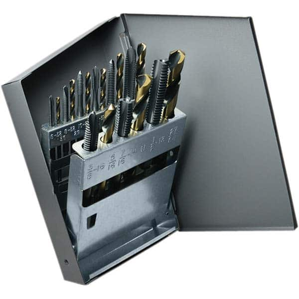 Cle-Line - Tap & Drill Sets Minimum Tap Thread Size (Inch): #6-32 Maximum Tap Thread Size (Inch): 1/2-13 - Exact Industrial Supply