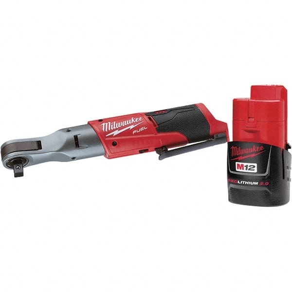 Milwaukee Tool - Cordless Impact Wrenches & Ratchets; Voltage: 12.0 ; Drive Size (Inch): 1/2 ; Battery Chemistry: Lithium-Ion ; Handle Type: Inline ; Torque (Ft/Lb): 60 ; Speed (RPM): 175 - Exact Industrial Supply