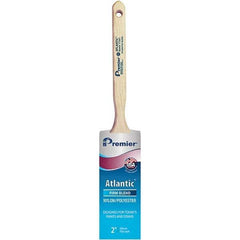 Premier Paint Roller - 2" Tapered Nylon/Polyester Sash Brush - 2-11/16" Bristle Length, 7" Wood Sash Handle - Exact Industrial Supply