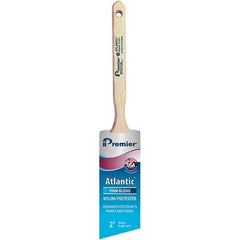 Premier Paint Roller - 2" Tapered Nylon/Polyester Angular Brush - 2-11/16" Bristle Length, 7-1/4" Wood Sash Handle - Exact Industrial Supply