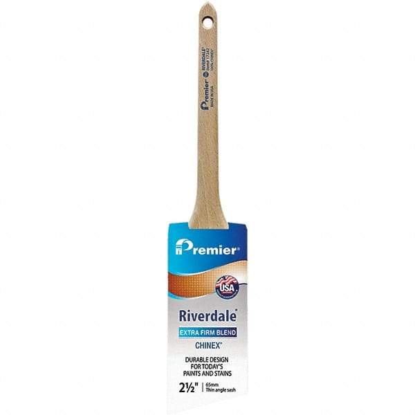 Premier Paint Roller - 2-1/2" Tapered Nylon Trim Brush - 2-11/16" Bristle Length, 8" Wood Sash Handle - Exact Industrial Supply