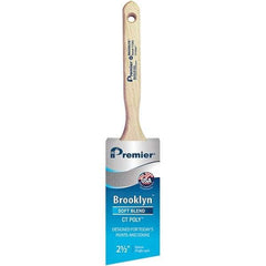 Premier Paint Roller - 2-1/2" Tapered Polyester Angular Brush - 2-15/16" Bristle Length, 7-1/2" Wood Sash Handle - Exact Industrial Supply