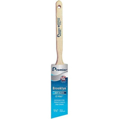 Premier Paint Roller - 1-1/2" Tapered Polyester Angular Brush - 2-3/16" Bristle Length, 7" Wood Sash Handle - Exact Industrial Supply