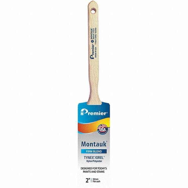 Premier Paint Roller - 2" Tapered Nylon/Polyester Sash Brush - 2-11/16" Bristle Length, 7" Wood Sash Handle - Exact Industrial Supply