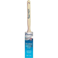 Premier Paint Roller - 1-1/2" Tapered Polyester Sash Brush - 2-7/16" Bristle Length, 7" Wood Sash Handle - Exact Industrial Supply