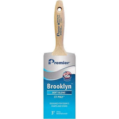 Premier Paint Roller - 3" Tapered Polyester Varnish Brush - 3-3/16" Bristle Length, 5-3/4" Wood Beavertail Handle - Exact Industrial Supply