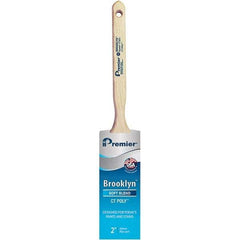 Premier Paint Roller - 2" Tapered Polyester Sash Brush - 2-11/16" Bristle Length, 7" Wood Sash Handle - Exact Industrial Supply