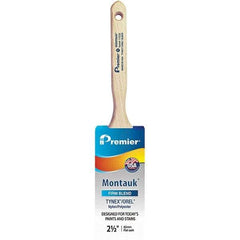 Premier Paint Roller - 2-1/2" Tapered Nylon/Polyester Sash Brush - 2-15/16" Bristle Length, 7-1/2" Wood Sash Handle - Exact Industrial Supply