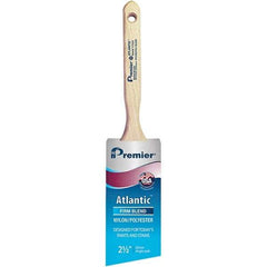 Premier Paint Roller - 2-1/2" Tapered Nylon/Polyester Angular Brush - 2-15/16" Bristle Length, 7-1/2" Wood Sash Handle - Exact Industrial Supply