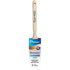 Premier Paint Roller - 2" Tapered Nylon Angular Brush - 2-11/16" Bristle Length, 7" Wood Sash Handle - Exact Industrial Supply