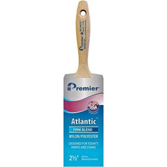 Premier Paint Roller - 2-1/2" Tapered Nylon/Polyester Varnish Brush - 2-15/16" Bristle Length, 5-1/2" Wood Beavertail Handle - Exact Industrial Supply