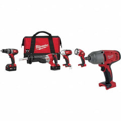 Milwaukee Tool - Cordless Tool Combination Kits Voltage: 18 Tools: 1/2" Hammer Drill; 1/4" Hex Impact Driver; Sawzall Reciprocating Saw - Exact Industrial Supply