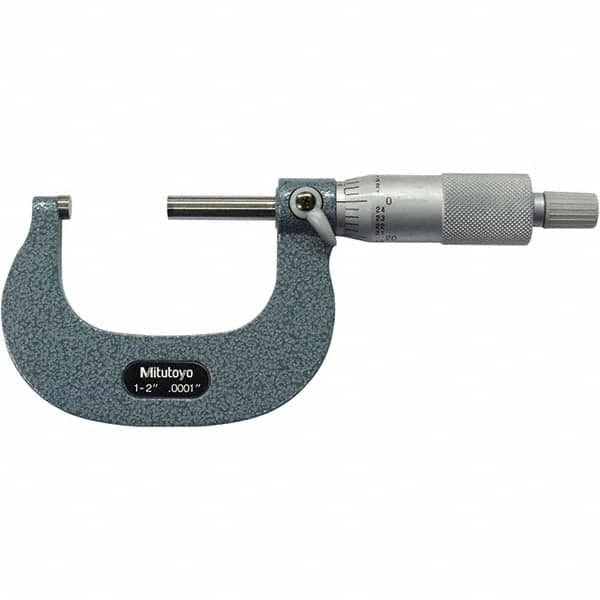 Mitutoyo - Mechanical Outside Micrometers Minimum Measurement (Decimal Inch): 1.0000 Maximum Measurement (Decimal Inch): 2.0000 - Exact Industrial Supply