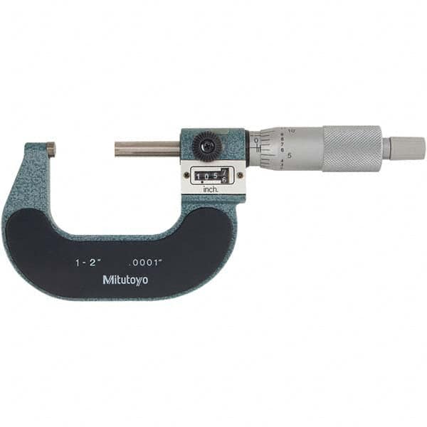 Mitutoyo - Mechanical Outside Micrometers Minimum Measurement (Decimal Inch): 1.0000 Maximum Measurement (Decimal Inch): 2.0000 - Exact Industrial Supply