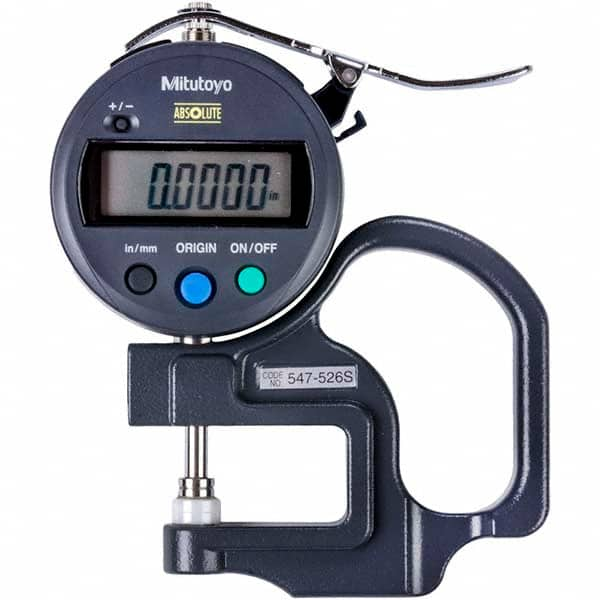 Mitutoyo - Electronic Thickness Gages Minimum Measurement (Decimal Inch): 0 Maximum Measurement (Decimal Inch): 0.4700 - Exact Industrial Supply