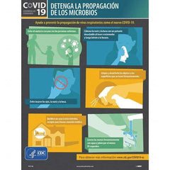 NMC - "COVID 19 - Detenga La Propagacion De Los Microbios", 18" Wide x 24" High, Paper Safety Sign - Exact Industrial Supply