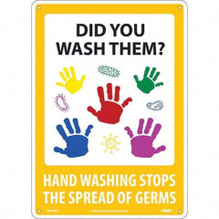 NMC - "Did You Wash Them? - Hand Washing Stops the Spread of Germs", 10" Wide x 14" High, Rigid Plastic Safety Sign - Exact Industrial Supply