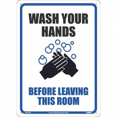 NMC - "Wash Your Hands Before Leaving This Room", 10" Wide x 14" High, Rigid Plastic Safety Sign - Exact Industrial Supply