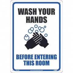 NMC - "Wash Your Hands Before Entering This Room", 10" Wide x 14" High, Rigid Plastic Safety Sign - Exact Industrial Supply