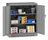 36"W x 18"D x 42"H Counter High Knocked-Down Storage Cabinet, 2 Adj. shelves, w/Raised Bottom - Exact Industrial Supply