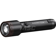 Aluminum Handheld Flashlight Flashlight 900 Lumens, White LED Bulb, Black Body, Includes Rechargeable Battery, Magnetic Charging Cable & Hand Strap