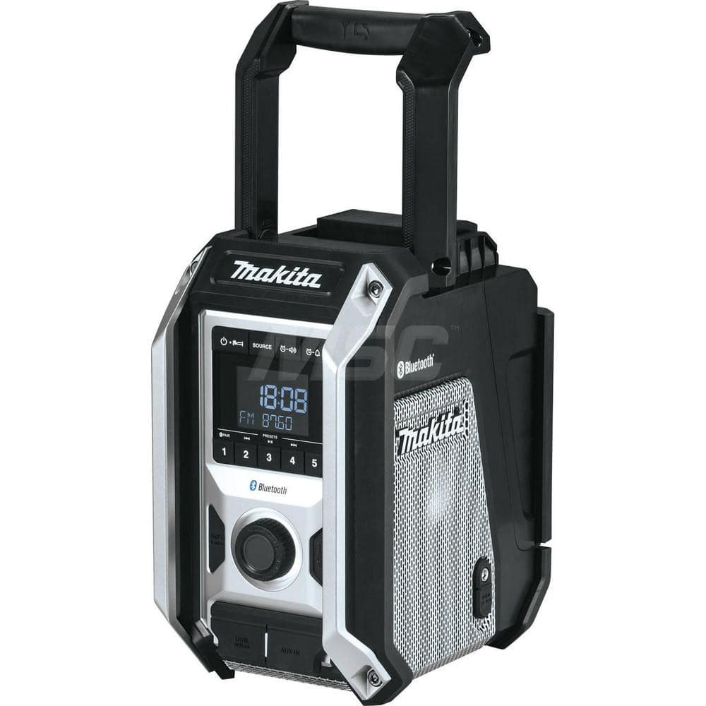 Job Site Radios; Type: Cordless Bluetooth Job Site Radio; Height (Decimal Inch): 11.625; Width (Decimal Inch): 6.5000; Depth (Decimal Inch): 10.5; Power: Battery; Display Type: Backlit LCD; Includes: (1) AC Adapter (SE00000681); (2) AA Battery for Clock