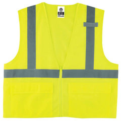 8220Z Standard Vest Lime L/ XL Zipper Glowear - Exact Industrial Supply