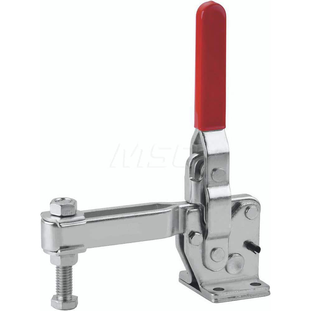 Manual Hold-Down Toggle Clamp: Vertical, 1,000 lb Capacity, U-Bar, Flanged Base 62 & 68 ° Handle Movement, 100 & 115 ° Bar Opening, Plastic