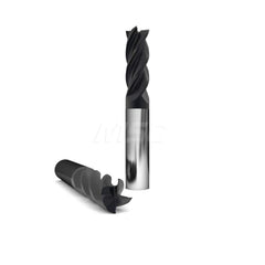 Square End Mill: 1/8'' Dia, 1/2'' LOC, 1/8'' Shank Dia, 2'' OAL, 4 Flutes, Solid Carbide Single End, AlCrO-MAX Finish, Upcut Flute, 37 ™ Variable Helix, Centercutting, RH Cut, RH Flute, Series 260