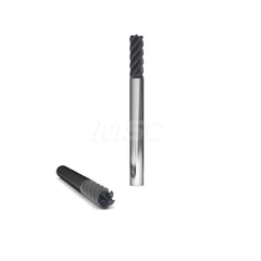 Square End Mill: 1/8'' Dia, 1/2'' LOC, 1/8'' Shank Dia, 1-1/2'' OAL, 5 Flutes, Solid Carbide Single End, TiCN Finish, Upcut Flute, 45 ° Helix, Centercutting, RH Cut, RH Flute, Series 220