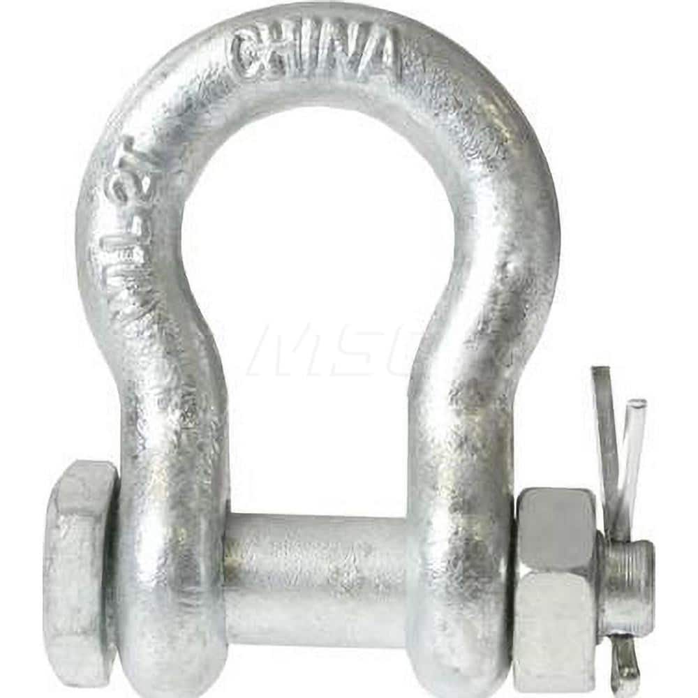 Shackle: Bolt Nut & Cotter Pin Galvanized Steel, 2-1/4″ Pin Dia