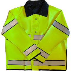 Louisiana Professional Wear - Rain & Chemical Wear; Garment Style: Rain Jacket ; Garment Type: High Visibility; Rain; Waterproof ; Material: Polyurethane/Nylon ; Size: Medium ; Color: Fluorescent Yellow/Black ; Certification Type: ANSI/ISEA 107-2015 Type - Exact Industrial Supply