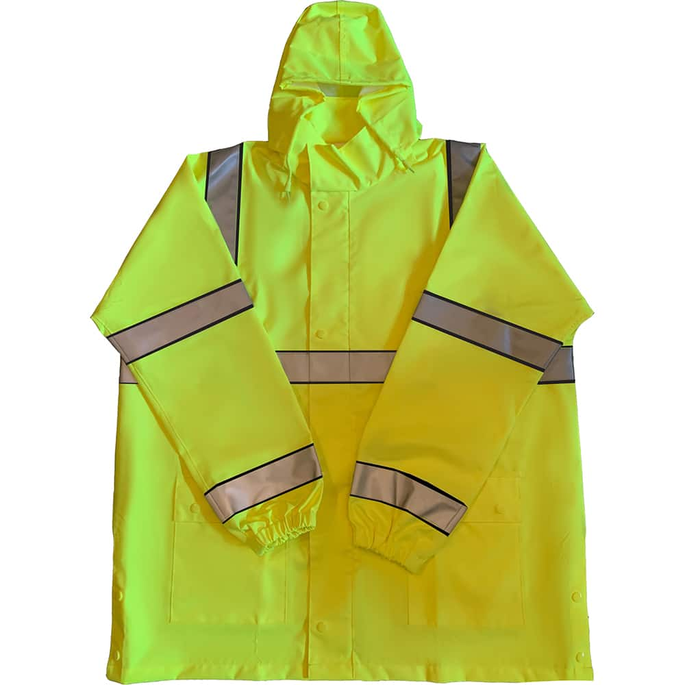 Louisiana Professional Wear - Rain & Chemical Wear; Garment Style: Rain Jacket ; Garment Type: Breathable; Hi-Visibility; Waterproof; Rain ; Material: Polyester/Polyurethane ; Size: Large ; Color: Fluorescent Yellow ; Certification Type: ANSI/ISEA 107-20 - Exact Industrial Supply