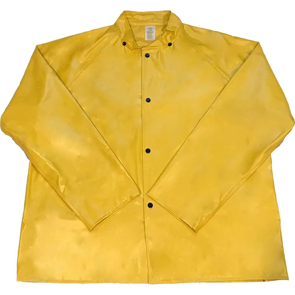 Louisiana Professional Wear - Rain & Chemical Wear; Garment Style: Rain Jacket ; Garment Type: Chemical Resistant; Flame Resistant; Waterproof; Rain ; Material: PVC/Nylon ; Size: Large ; Color: Yellow ; Certification Type: ASTM D6413; ASTM F903 - Exact Industrial Supply